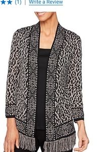 Ruby Rd Animal Fringe Cardigan